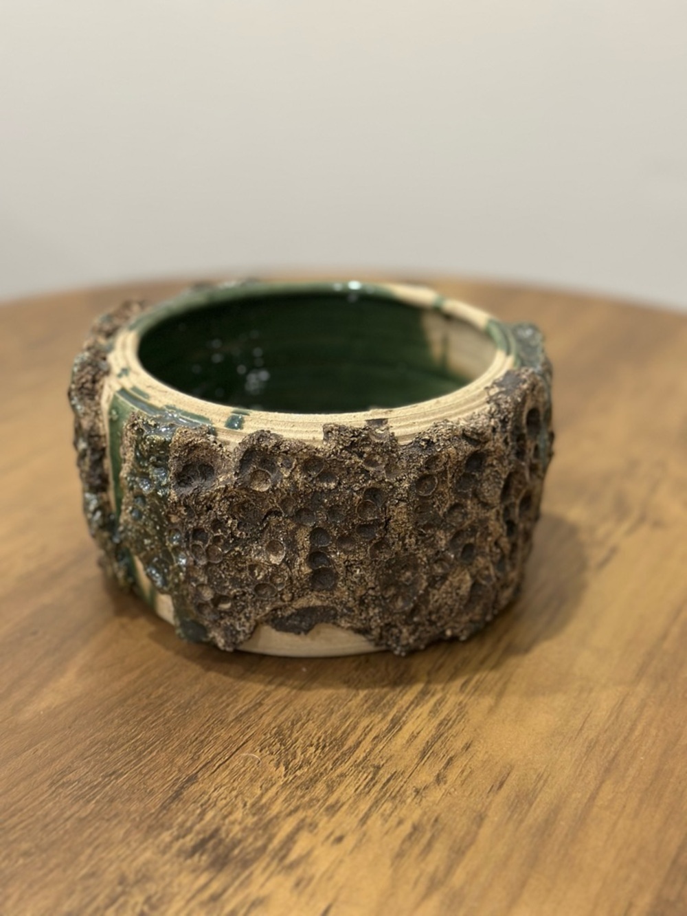 Handcrafted Ceramic Planter Bowl in Green and Brown